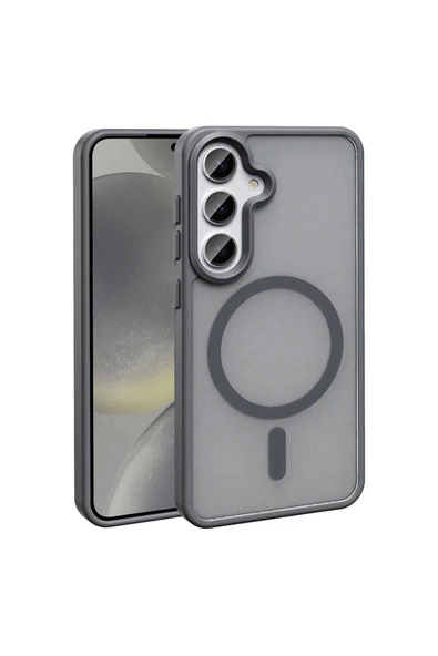 zore Galaxy S24 Plus Kılıf Magsafe Şarj Özellikli Mat Arka Yüzey Zore Sio Kapak-Gri - 1