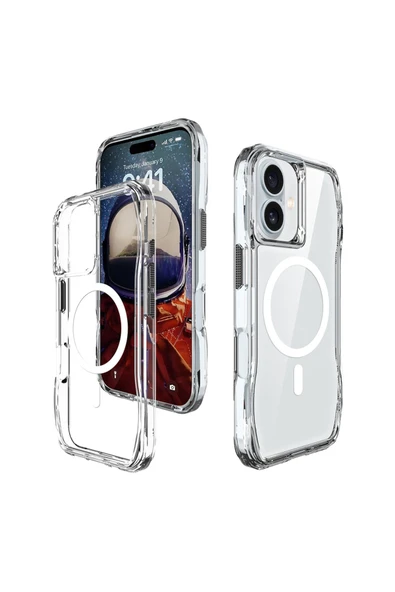 zore iPhone 16 uyumlu Kılıf Magsafe Şarj Özellikli AiHTTgli Şeffaf Zore İncek Kapak-Şeffaf - Resim 3