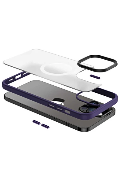 SAFA iPhone 13 Pro Uyumlu Wireless Şarj Özellikli Zore Hibrit Magsafe Kılıf-Koyu Yeşil - Resim 2