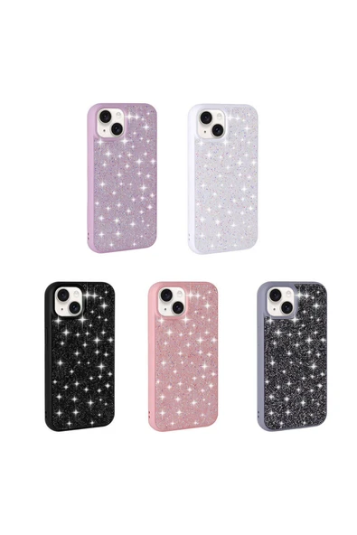 zen aksesuar iPhone 15 Uyumlu Parlak Taşlı Tasarım Pırlanta Zore Kılıf-Lila - Resim 6