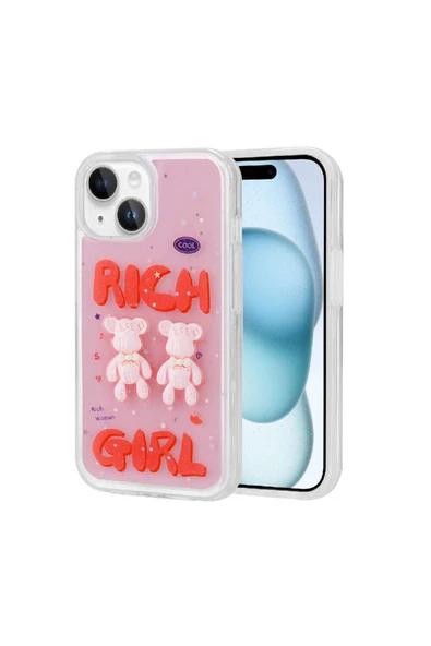 NÜANSTEK iPhone 15 Uyumlu Kabartma Figürlü Parlak Zore Minimini Silikon Kılıf-Kırmızı ürün görseli