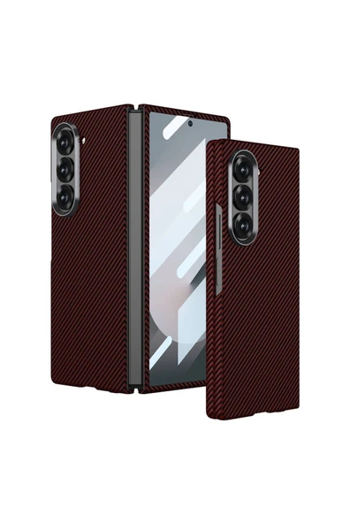 YuccaTech Galaxy Z Fold 6 Uyumlu Kamera Korumalı Karbon Fiber Tasarımlı Arka Yüzey Zore Kıpta Karbon Kapak - 1