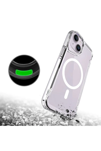 SAFA iPhone 14 Uyumlu Zore Magsafe Şarj Özellikli T-Max Magsafe Kılıf-Renksiz - Resim 6