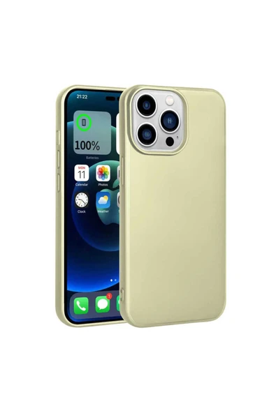 SAFA iPhone 14 Pro Uyumlu Zore Premier Silikon Kılıf-Gold ürün görseli