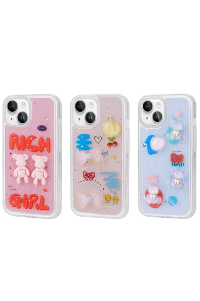 SAFA iPhone 13 Uyumlu Kabartma Figürlü Parlak Zore Minimini Silikon Kılıf-Mor - Resim 3