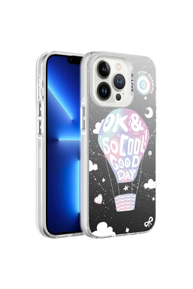 Marselit iPhone 13 Pro Max Uyumlu Desenli Zore Silver Sert Kılıf-Balon ürün görseli