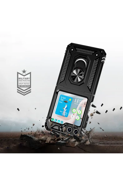 Marselit Galaxy Z Flip 5 Uyumlu Zore Vega Kılıf-Siyah - Resim 6