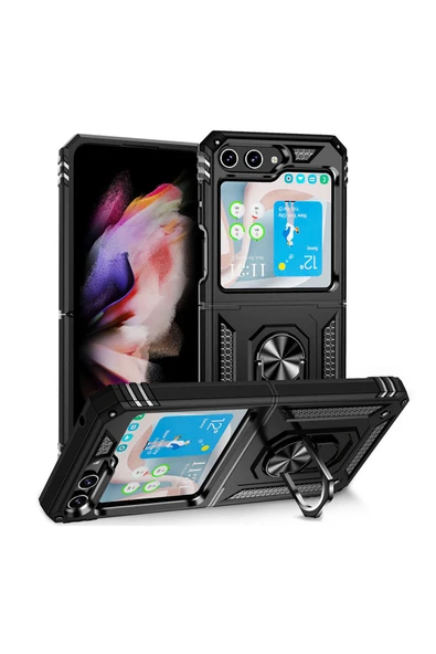 Marselit Galaxy Z Flip 5 Uyumlu Zore Vega Kılıf-Siyah ürün görseli