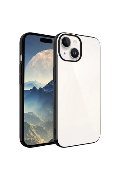 SAFA iPhone 15 Uyumlu Sert PC Renkli Çerçeveli Zore Riksos Kılıf-Siyah ürün görseli