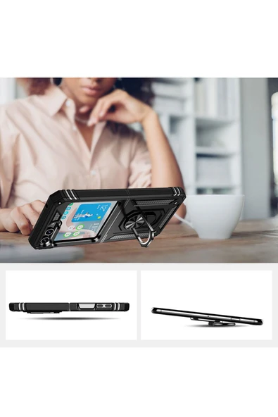 Marselit Galaxy Z Flip 5 Uyumlu Zore Vega Kılıf-Siyah - Resim 4