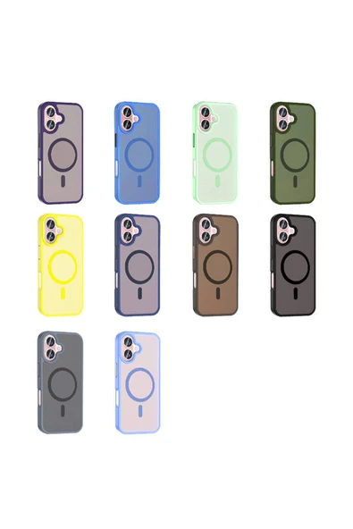 SAFA iPhone 16 Kılıf Magsafe Şarj Özellikli Mat Arka Yüzey Zore Sio Kapak-Sarı - Resim 2