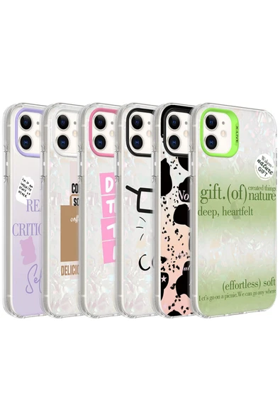 KILIFTECH iPhone 12 Uyumlu Mermer Desenli Zore Marbello Kılıf-Beyaz - Resim 2