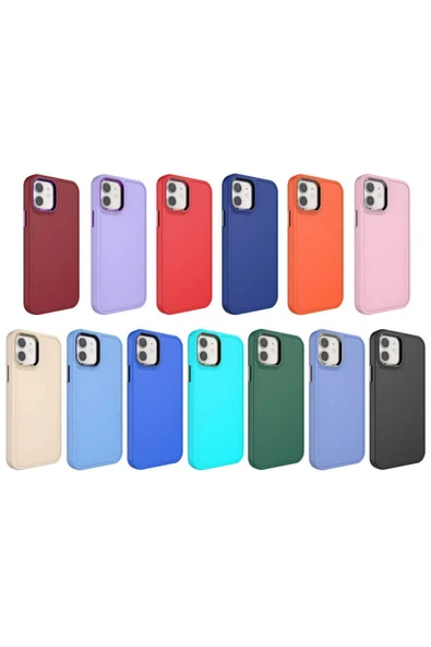 SAFA iPhone 12 Uyumlu Metal Çerçeve ve Buton Tasarımlı Sert Zore Botox Kılıf-Lacivert - Resim 2