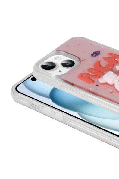 SAFA iPhone 13 Uyumlu Kabartma Figürlü Parlak Zore Minimini Silikon Kılıf-Mor - Resim 4