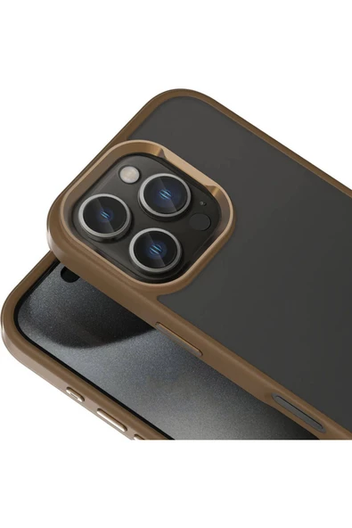KILIFTECH Apple iPhone 16 Pro Kılıf Magsafe Şarj Özellikli Parlak Kamera Çerçeveli Zore Kost Kapak-Rose Brown - Resim 3