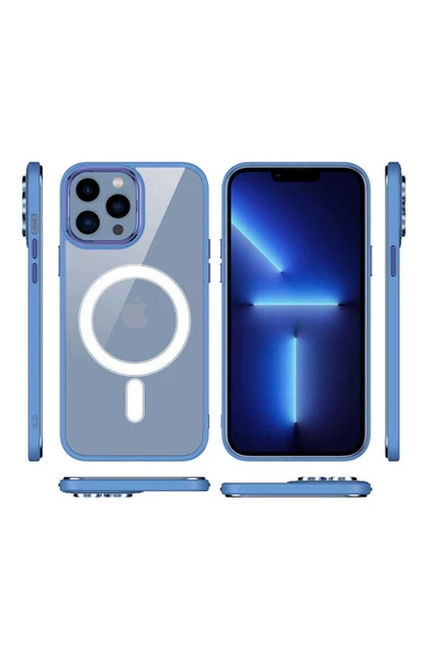 KILIFTECH iPhone 12 Pro Uyumlu Wireless Şarj Özellikli Zore Krom Magsafe Silikon Kılıf-Siyah - Resim 2