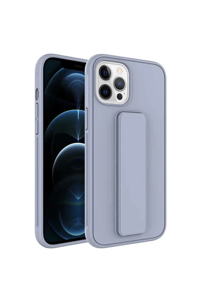 KILIFTECH iPhone 12 Pro Max Uyumlu Zore Qstand Kılıf-Gri ürün görseli