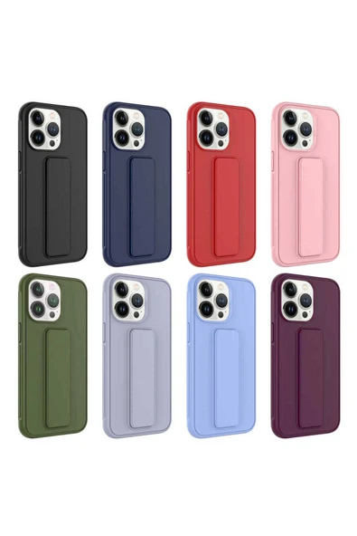 KILIFTECH iPhone 14 Pro Max Uyumlu Zore Qstand Kılıf-Lacivert - Resim 3