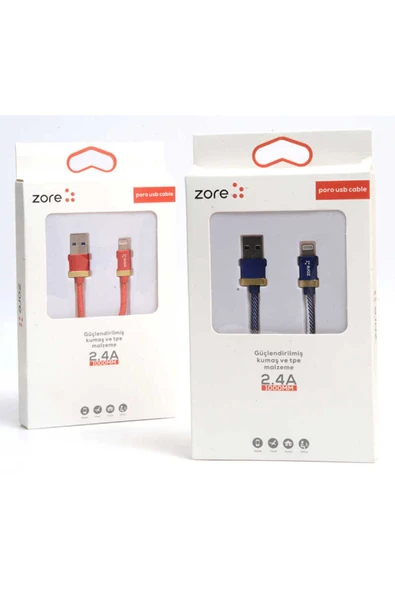 KILIFTECH Kırmızı Poro Lightning Usb Kablo 1M-Zore - 2
