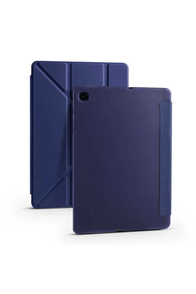 zore Galaxy Tab A7 10.4 T500 2020 Kılıf  Uyumlu Zore Tri Folding Kalem Bölmeli Standlı Kılıf-Lacivert ürün görseli