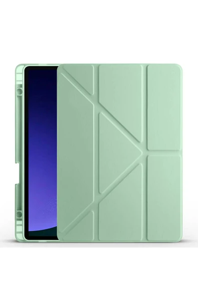 KILIFTECH Galaxy Tab S9 Kılıf  Uyumlu Zore Tri Folding Kalem Bölmeli Standlı Kılıf-Rose Gold - Resim 7