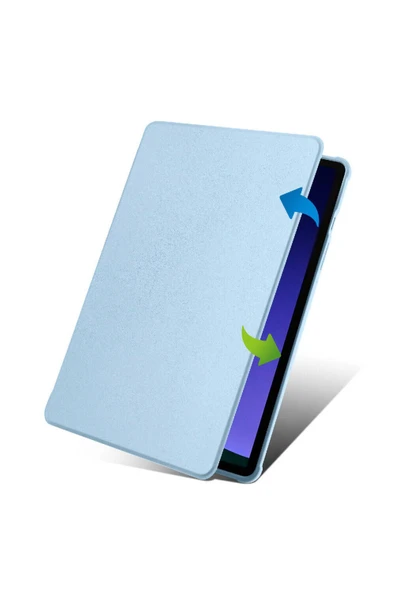 zore Galaxy Tab S9 Kılıf Zore Termik Kalem Bölmeli Dönebilen Standlı Kılıf-Lacivert - 5