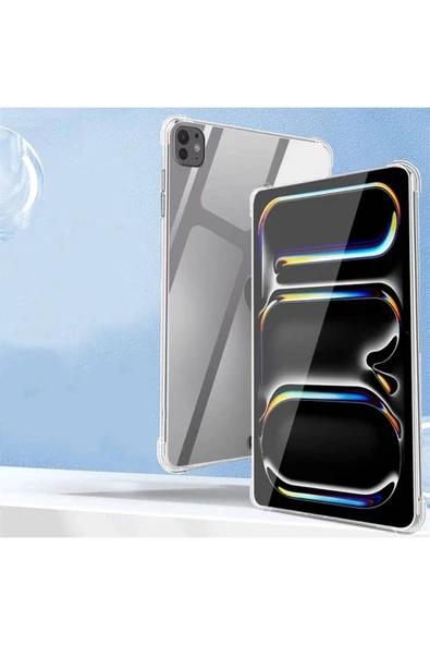 KILIFTECH Apple iPad Pro 13 2024 Kılıf Uyumlu Zore Tablet Nitro Anti Shock Silikon Kapak-Şeffaf - Resim 5