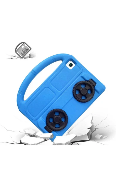 KILIFTECH Lenovo M10 Plus TB-X606F  Uyumlu Zore Wheel Car Tekerlek Standlı Tablet Eva Silikon Kılıf-Mor - Resim 4