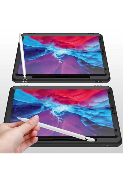 zore iPad Pro 12.9 2020 (4.Nesil) - Uyumlu Zore Tablet Vega Kapak-Siyah - Resim 6