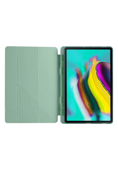 zore Galaxy Tab A7 10.4 T500 2020 Kılıf  Uyumlu Zore Tri Folding Kalem Bölmeli Standlı Kılıf-Kırmızı - 5
