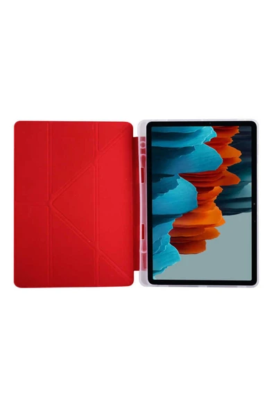 10LİNE AKSESUAR Galaxy Tab S7 Plus T970 Kılıf  Zore Tri Folding Kalem Bölmeli Standlı Kılıf-Lacivert - Resim 3