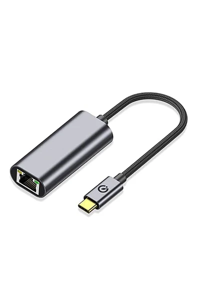 KILIFTECH Siyah QG04 Type-C to RJ45 Ethernet Dönüştürücü Kablo 1024Mbps 22cm-Zore