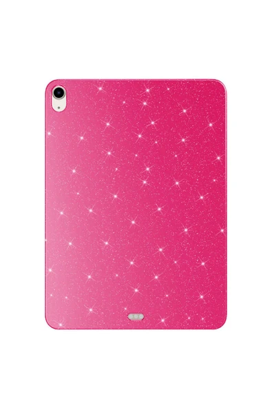 KILIFTECH Apple iPad Air 11 2024 Simli Parlak Görünümlü Uyumlu Zore Tablet Koton Kılıf-Pembe Koyu