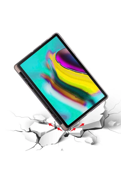zore Galaxy Tab A7 10.4 T500 2020 Kılıf  Uyumlu Zore Tri Folding Kalem Bölmeli Standlı Kılıf-Lacivert - Resim 2