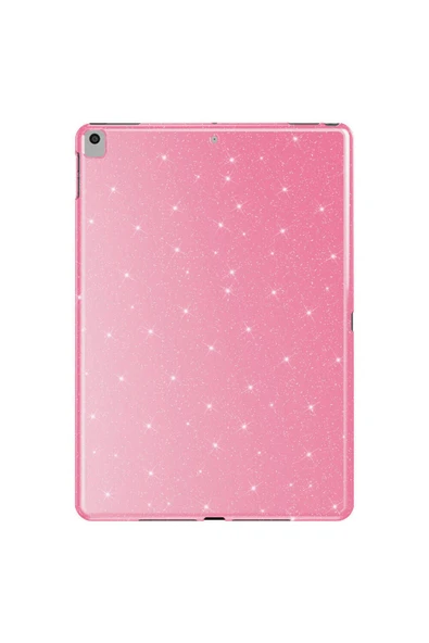 KILIFTECH Apple iPad 10.2 2021 (9.Nesil) Simli Parlak Görünümlü Uyumlu Zore Tablet Koton Kılıf-Pembe - 1