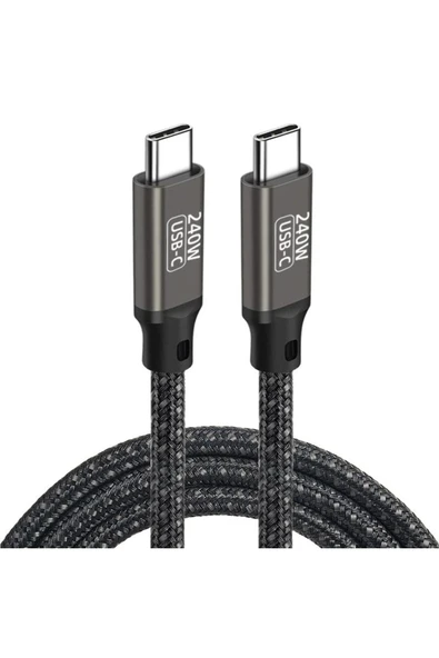 KILIFTECH Siyah QG02 Type-C to Type-C PD3.1 Data Kablosu 240W 480Mbps 0.5 Metre-Zore - 6