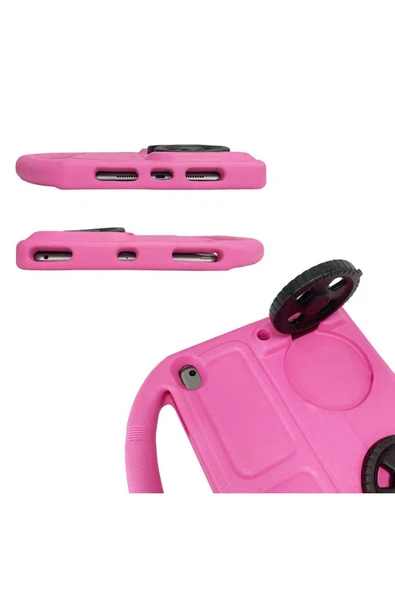 KILIFTECH iPad 10.2 (8.Nesil)  Uyumlu Zore Wheel Car Tekerlek Standlı Tablet Eva Silikon Kılıf-Mor - Resim 3