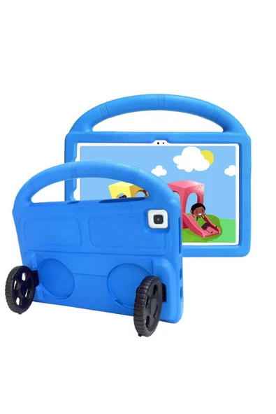 KILIFTECH Galaxy Tab A7 10.4 T500 2020  Uyumlu Zore Wheel Car Tekerlek Standlı Tablet Eva Silikon Kılıf-Mor - Resim 8