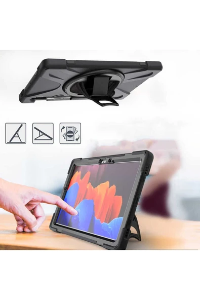 zore Galaxy Tab S7 Plus T970 Kılıf  Zore Defender Tablet Silikon-Siyah - Resim 3
