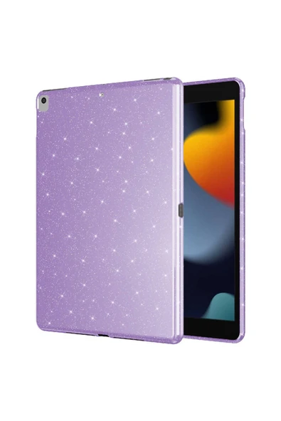 KILIFTECH Apple iPad 10.2 (8 Nesil) Simli Parlak Görünümlü Uyumlu Zore Tablet Koton Kılıf-Gümüş - 4