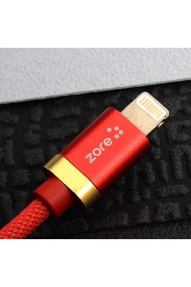 KILIFTECH Gold-Kırmızı Poro Lightning Usb Kablo 1M-Zore - 5
