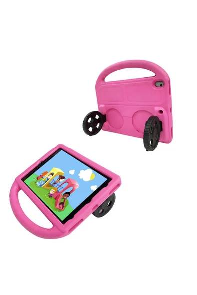 Farma Teknoloji iPad 10.2 (8.Nesil)  Uyumlu  FRM Wheel Car Tekerlek Standlı Tablet Eva Silikon Kılıf-Yeşil - 2
