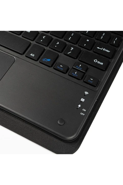 KILIFTECH Galaxy Tab S9 Uyumlu Zore Border Keyboard Bluetooh Bağlantılı Standlı Klavyeli Tablet Kılıfı-Siyah - Resim 5