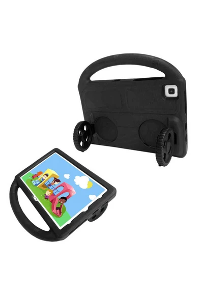 KILIFTECH Galaxy T720 Tab S5E  Uyumlu Zore Wheel Car Tekerlek Standlı Tablet Eva Silikon Kılıf-Kırmızı - Resim 3