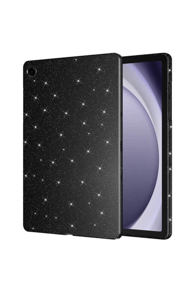 KILIFTECH Galaxy Tab S7 T870 Simli Parlak Görünümlü Uyumlu Zore Tablet Koton Kılıf-Siyah