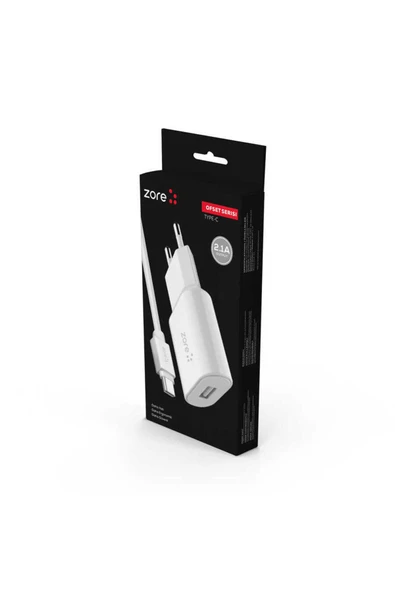 zore DRNZ Ofset Serisi ZCS-03 Type-C 2 in 1 Ev Şarj Seti 2.1A - Beyaz