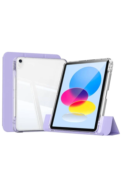 KILIFTECH iPad 10.9 2022 (10.Nesil) Kılıf Magnetik Ayrılabilen Airbagli Zore Sliding Tablet Kılıfı - Lavende - 1