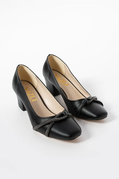 Albishoes Kadın Alçak Ökçe Topuklu 5,5 cm Stiletto Taşlı Abiye Günlük Kadın Topuklu Ayakkabı (36-44) - 5