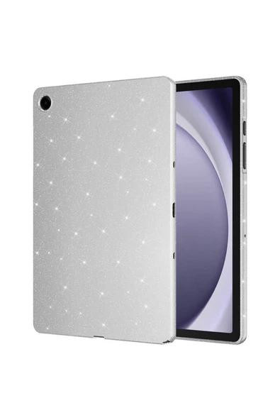 KILIFTECH Galaxy Tab S9 Simli Parlak Görünümlü Uyumlu Zore Tablet Koton Kılıf-Gümüş