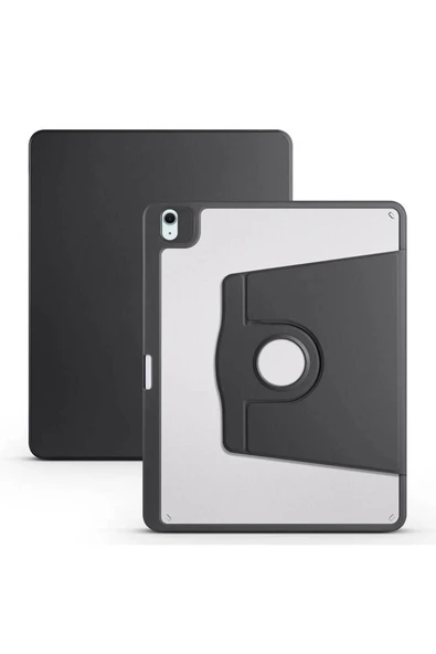 Zeyline iPad Air 13 2025 M3 Kılıf Zore Termik Kalem Bölmeli Dönebilen Standlı Kılıf - Siyah ürün görseli